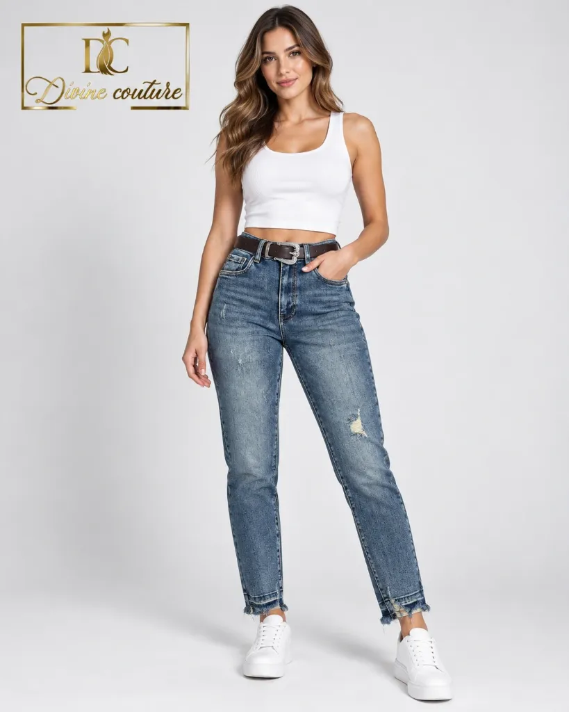 Blugi Straight Blue Denim