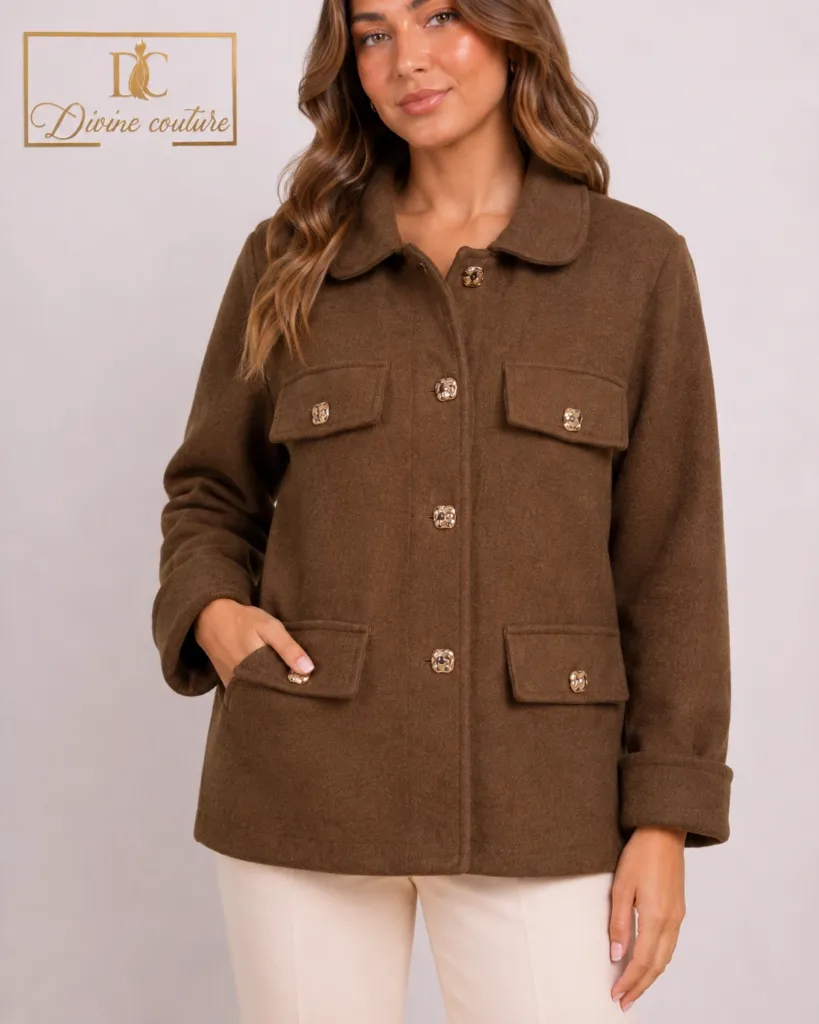 Jachetă Olive Gold Buttons