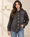 Cămașă elegantă Jacquard Blue-Brown
