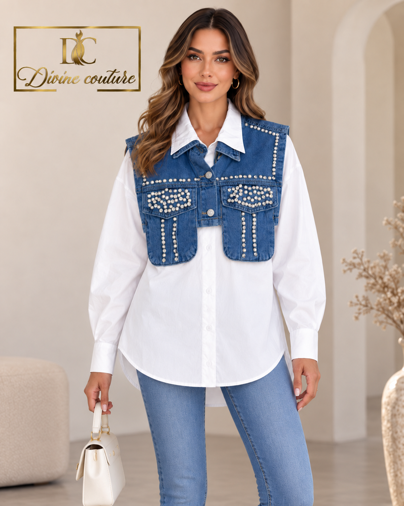 Cămașă 2 în 1 Pearl Denim Blue