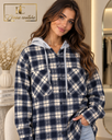 Cămașă din flanel în carouri cu glugă