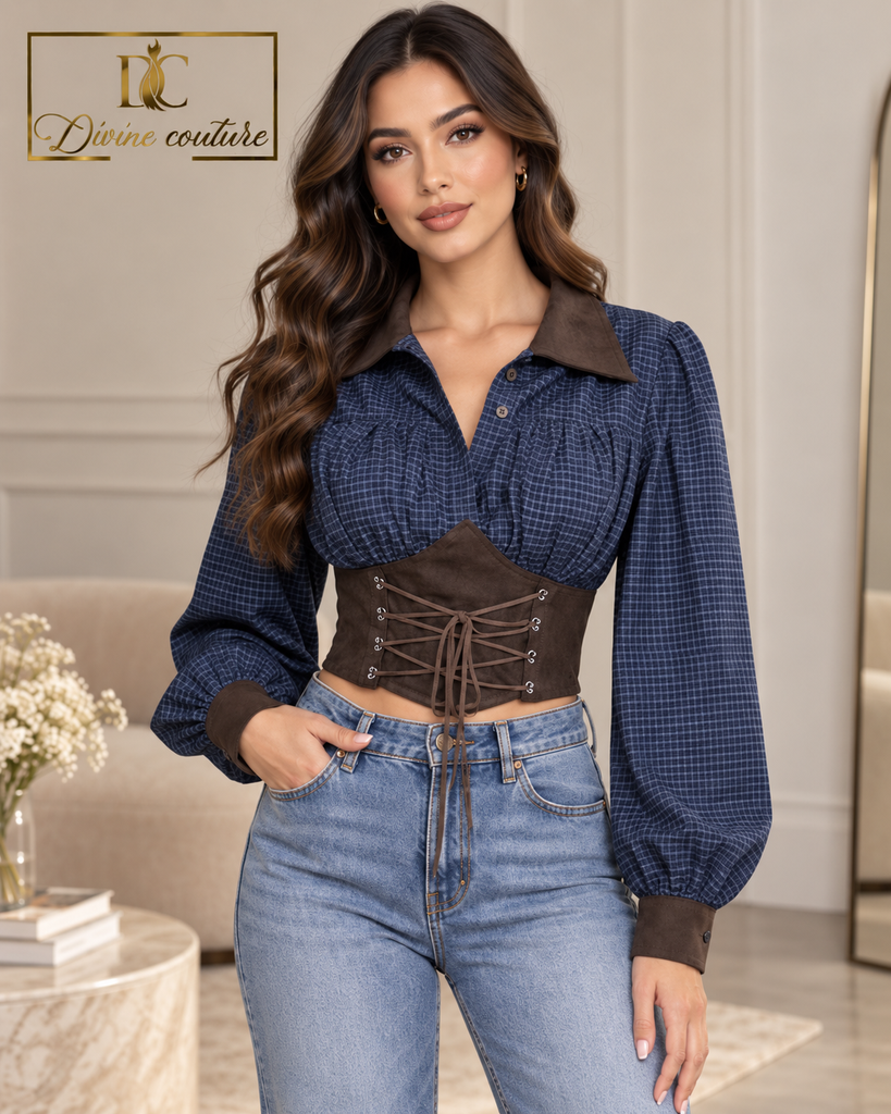 Bluză stil corset Vivienne Blue