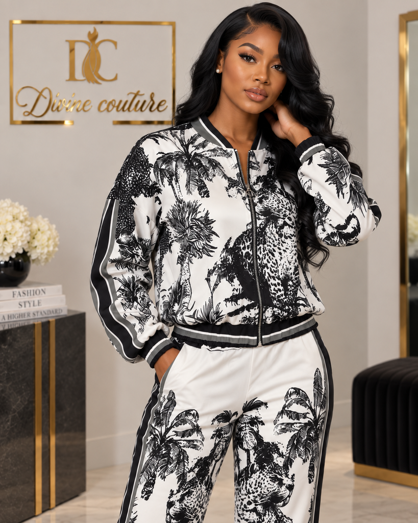 Compleu 2 piese Safari Glam White&Black