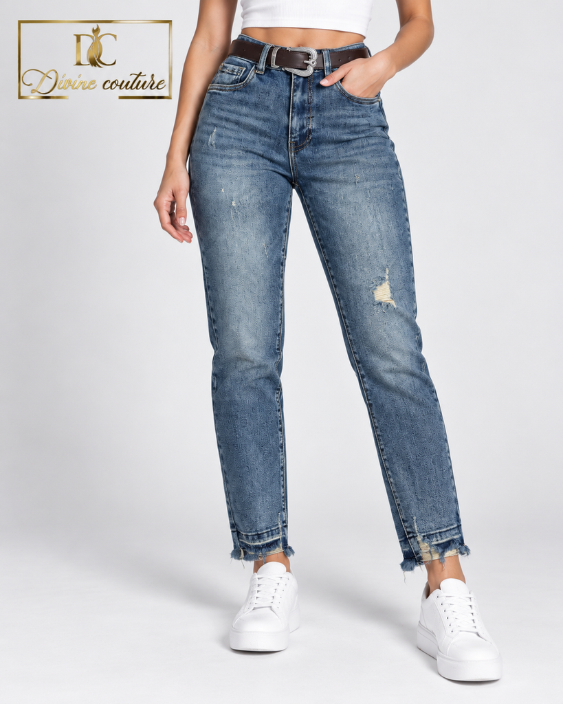 Blugi Straight Blue Denim