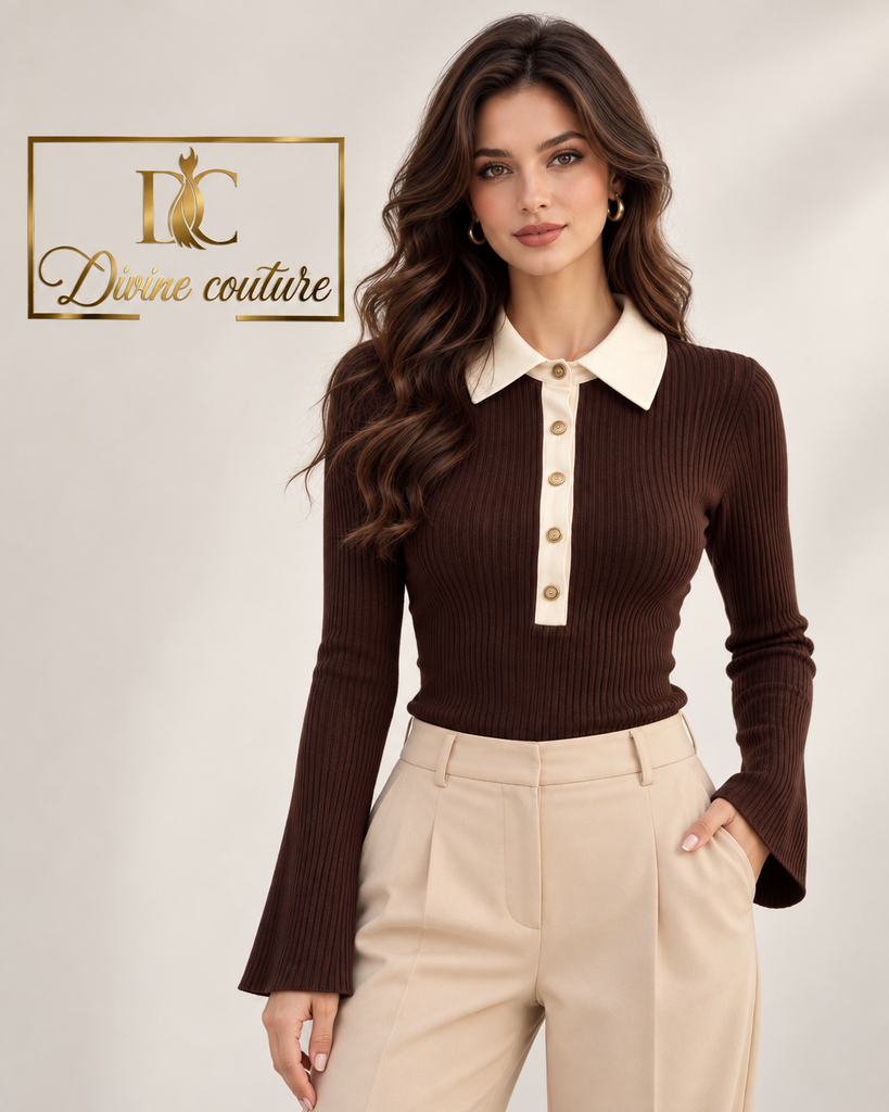 Bluză Dama Striată cu Guler Crem