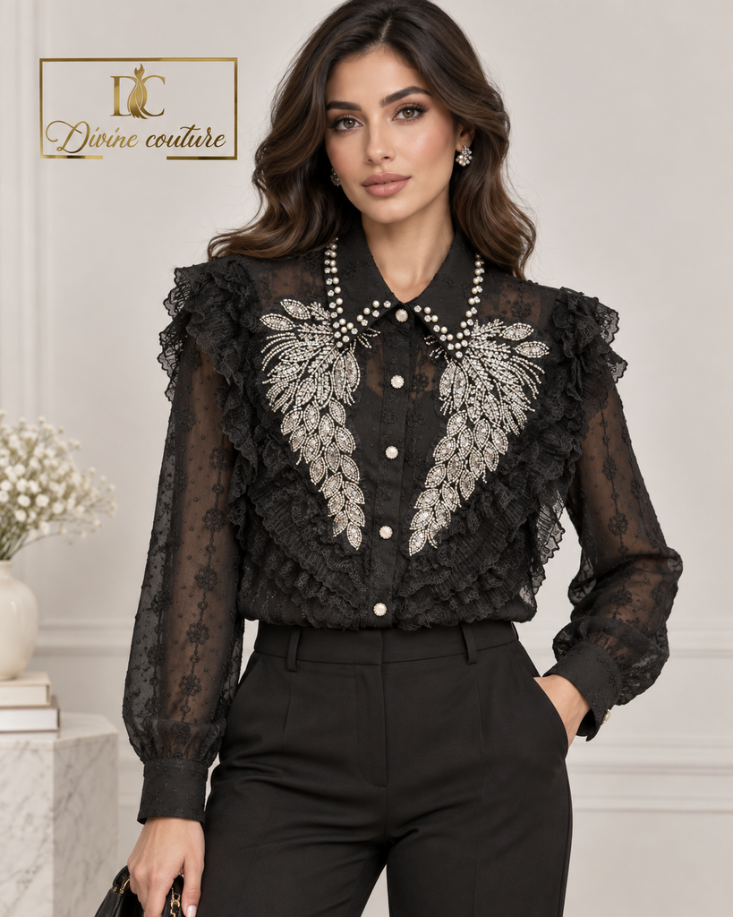 Cămașă Elegantă din Dantelă Aria Wings