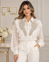 Cămașă Elegantă din Dantelă Aria Ivory