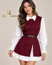 Rochie 2 în 1 / Compleu Tunică și Cămașă Aria Bordo