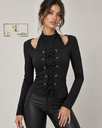Bluză cu Șnur și Decolteu Selena Lace