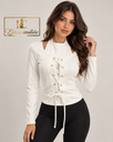 Bluză Elegantă cu Șnur White Corset