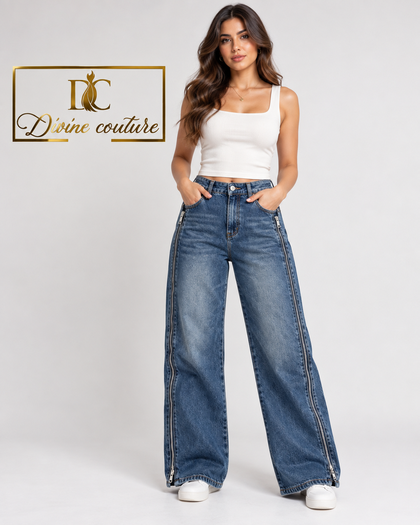 Blugi Zipper Wide