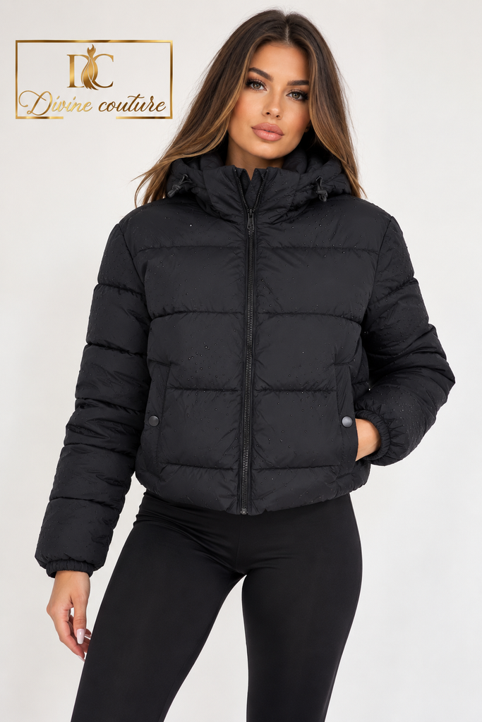 Geacă Puffer Noir Sparkle