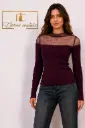 Bluză Ribbed Plum Mesh