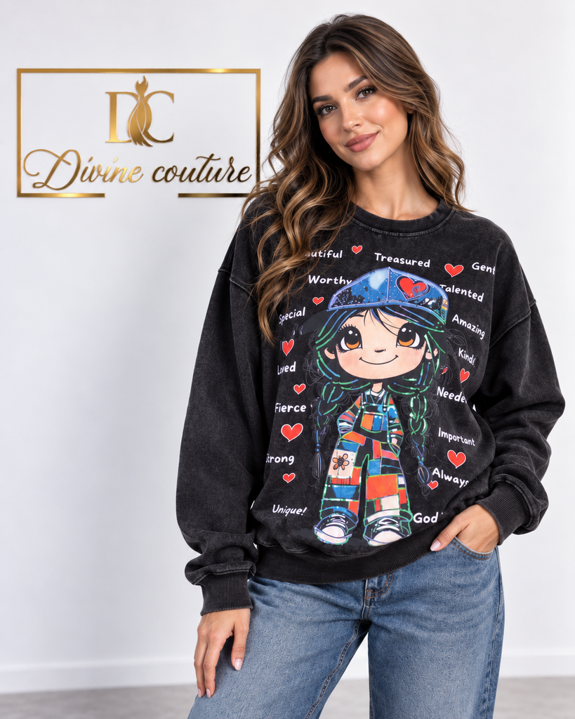 Bluză Black Cartoon Girl